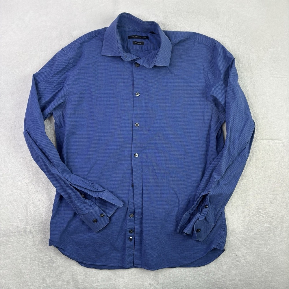 John Varvatos Modern Blue Long Sleeve Button Up Collared Dress Shirt Men's 15.5